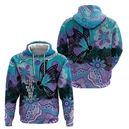 Australia Indigenous Teal Purple Contemporary Aboriginal Art Hoodie Hope Is Real