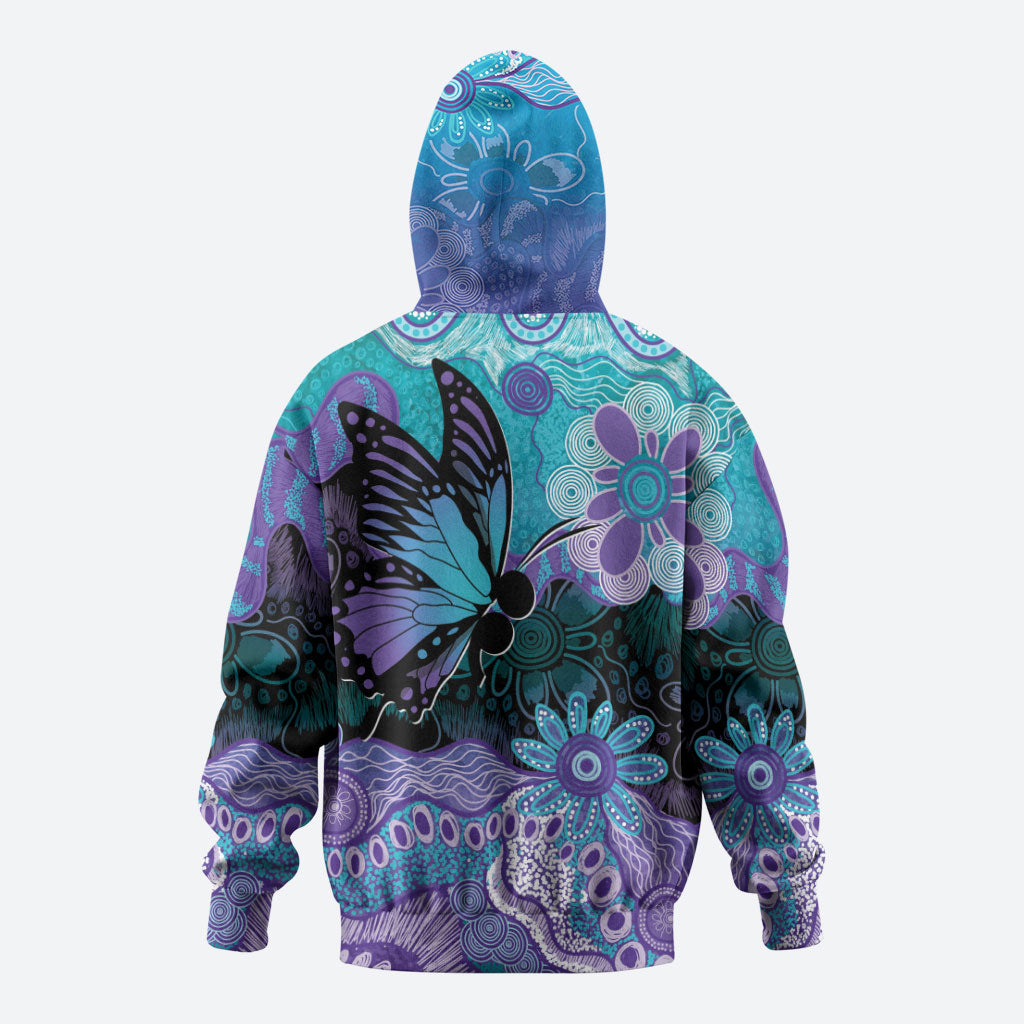 Australia Indigenous Teal Purple Contemporary Aboriginal Art Hoodie Hope Is Real