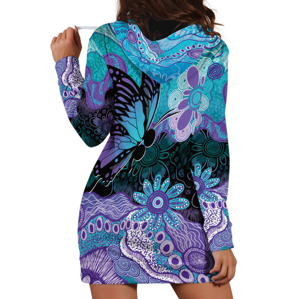 Australia Indigenous Teal Purple Contemporary Aboriginal Art Hoodie Dress Hope Is Real
