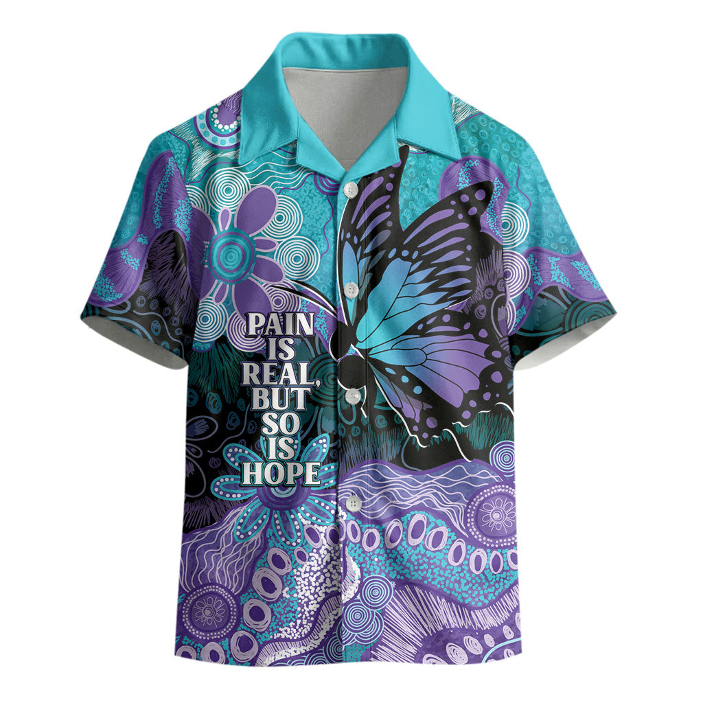 Australia Indigenous Teal Purple Contemporary Aboriginal Art Kid Hawaiian Shirt Hope Is Real
