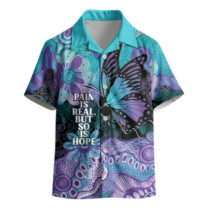 Australia Indigenous Teal Purple Contemporary Aboriginal Art Kid Hawaiian Shirt Hope Is Real