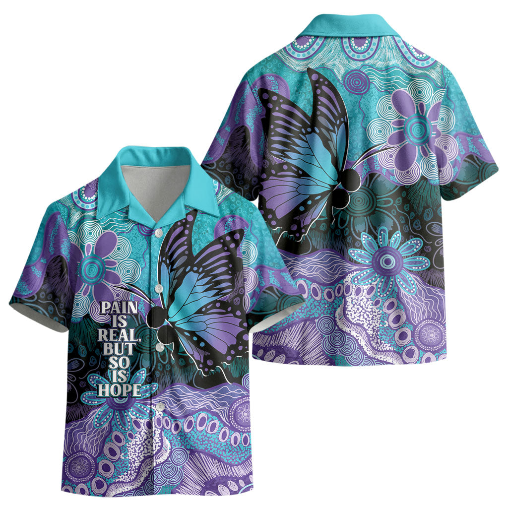 Australia Indigenous Teal Purple Contemporary Aboriginal Art Kid Hawaiian Shirt Hope Is Real