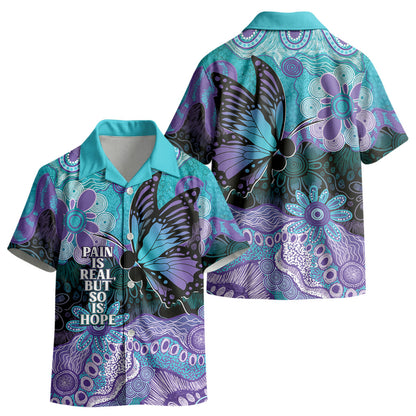 Australia Indigenous Teal Purple Contemporary Aboriginal Art Kid Hawaiian Shirt Hope Is Real