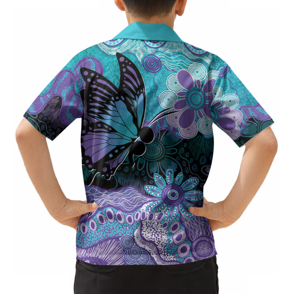 Australia Indigenous Teal Purple Contemporary Aboriginal Art Kid Hawaiian Shirt Hope Is Real