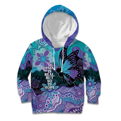 Australia Indigenous Teal Purple Contemporary Aboriginal Art Kid Hoodie Hope Is Real