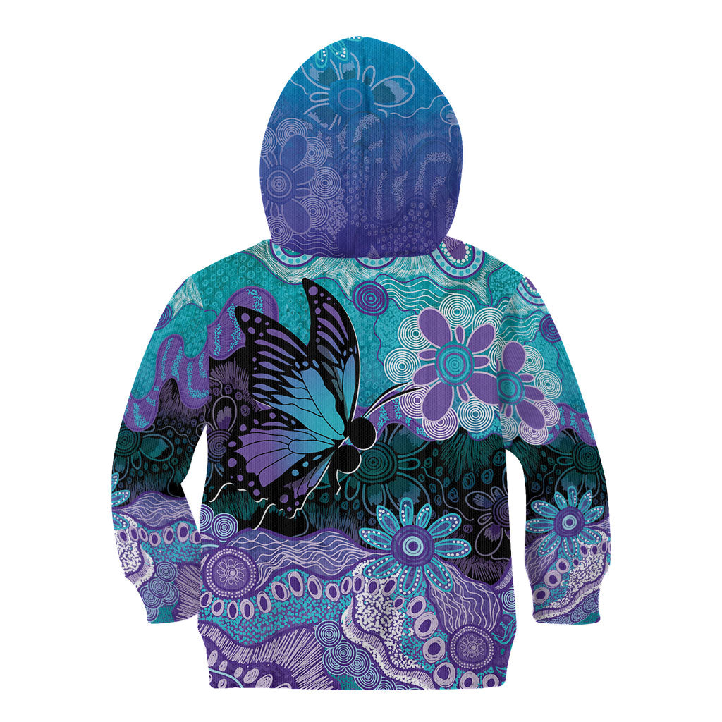 Australia Indigenous Teal Purple Contemporary Aboriginal Art Kid Hoodie Hope Is Real