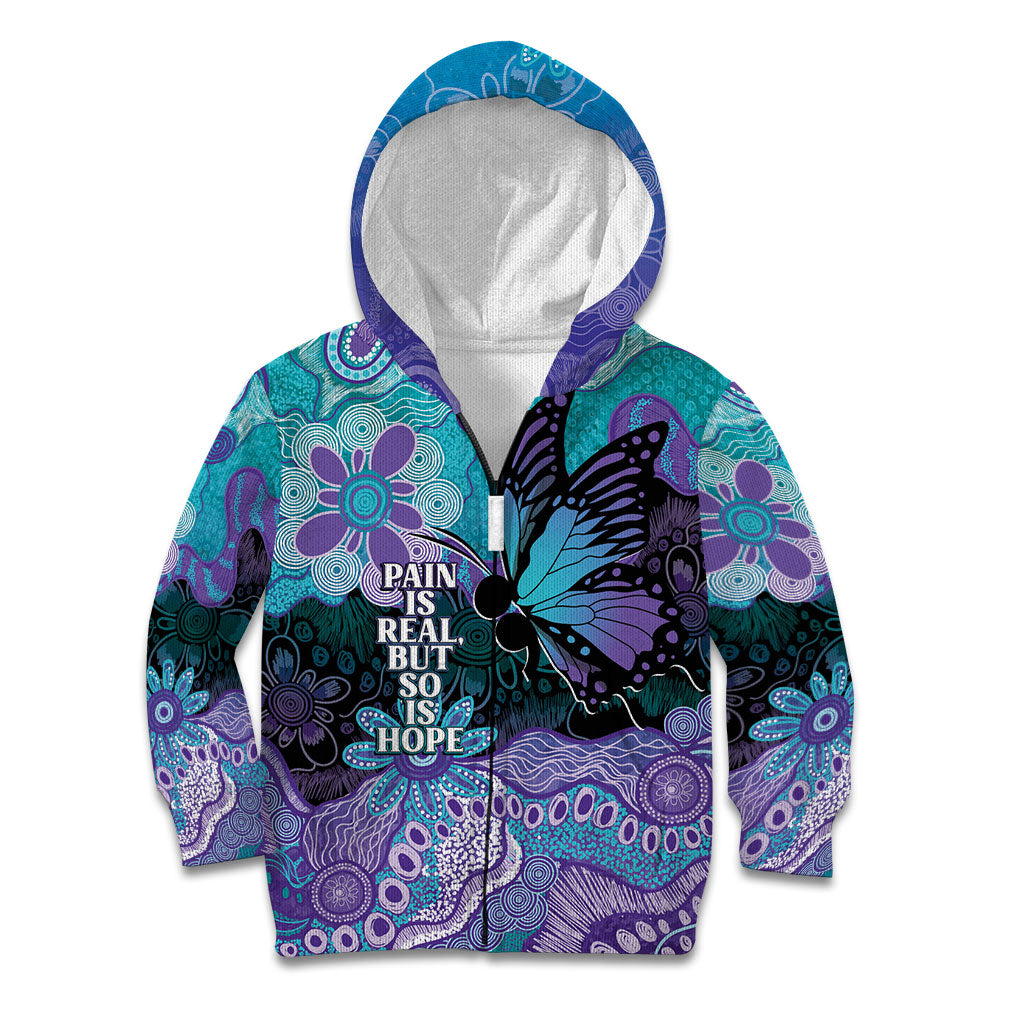Australia Indigenous Teal Purple Contemporary Aboriginal Art Kid Hoodie Hope Is Real