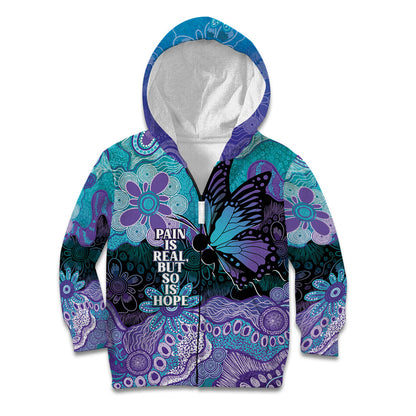 Australia Indigenous Teal Purple Contemporary Aboriginal Art Kid Hoodie Hope Is Real