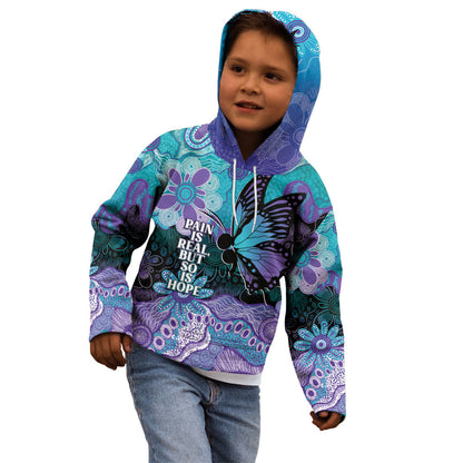 Australia Indigenous Teal Purple Contemporary Aboriginal Art Kid Hoodie Hope Is Real