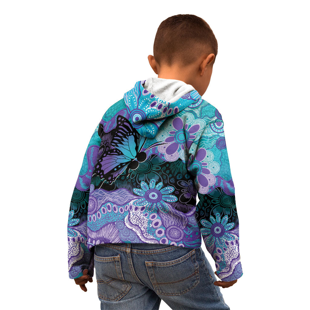 Australia Indigenous Teal Purple Contemporary Aboriginal Art Kid Hoodie Hope Is Real