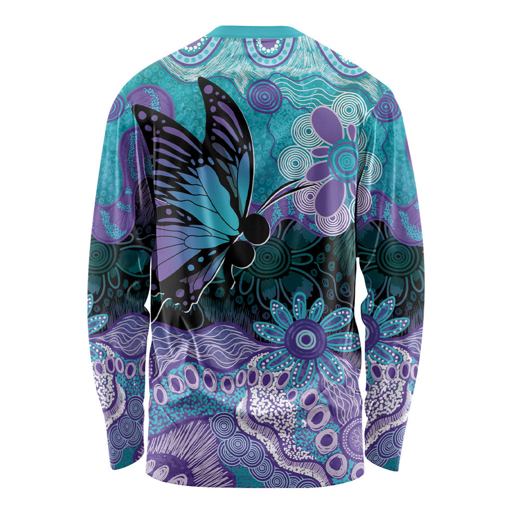 Australia Indigenous Teal Purple Contemporary Aboriginal Art Long Sleeve Shirt Hope Is Real