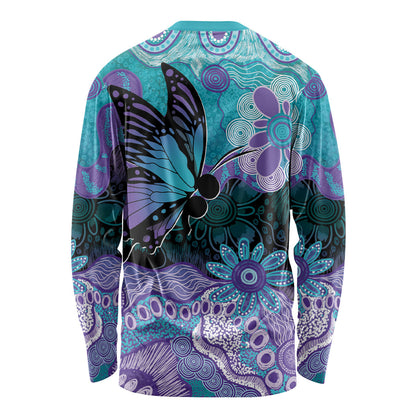 Australia Indigenous Teal Purple Contemporary Aboriginal Art Long Sleeve Shirt Hope Is Real