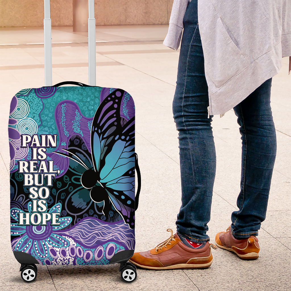 Australia Indigenous Teal Purple Contemporary Aboriginal Art Luggage Cover Hope Is Real
