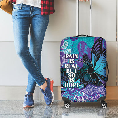 Australia Indigenous Teal Purple Contemporary Aboriginal Art Luggage Cover Hope Is Real