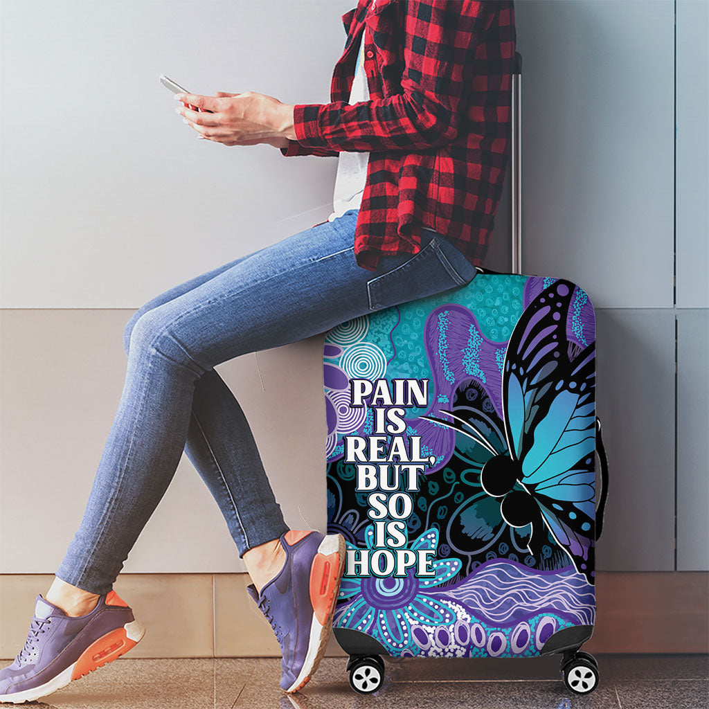 Australia Indigenous Teal Purple Contemporary Aboriginal Art Luggage Cover Hope Is Real