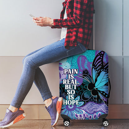 Australia Indigenous Teal Purple Contemporary Aboriginal Art Luggage Cover Hope Is Real