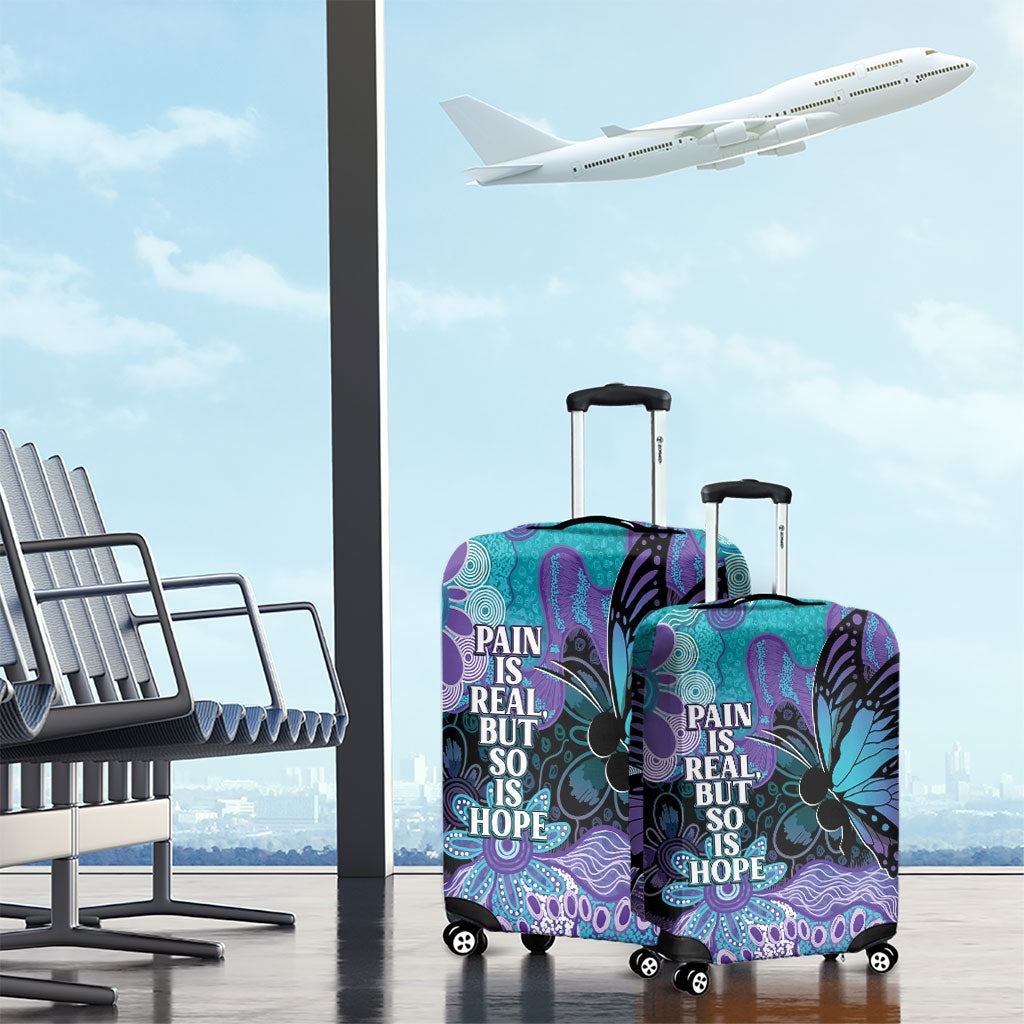 Australia Indigenous Teal Purple Contemporary Aboriginal Art Luggage Cover Hope Is Real