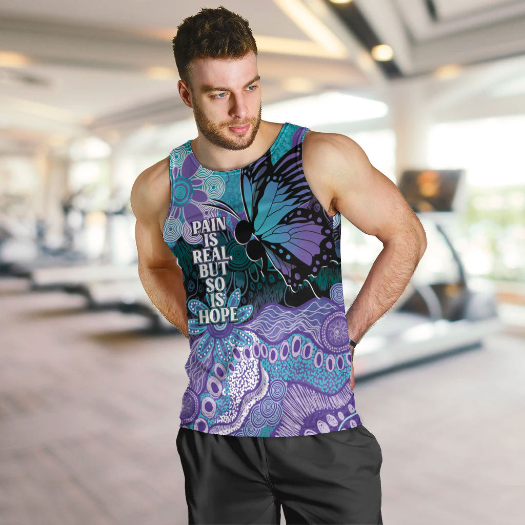 Australia Indigenous Teal Purple Contemporary Aboriginal Art Men Tank Top Hope Is Real