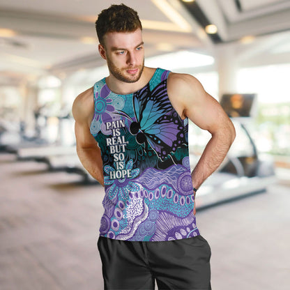 Australia Indigenous Teal Purple Contemporary Aboriginal Art Men Tank Top Hope Is Real