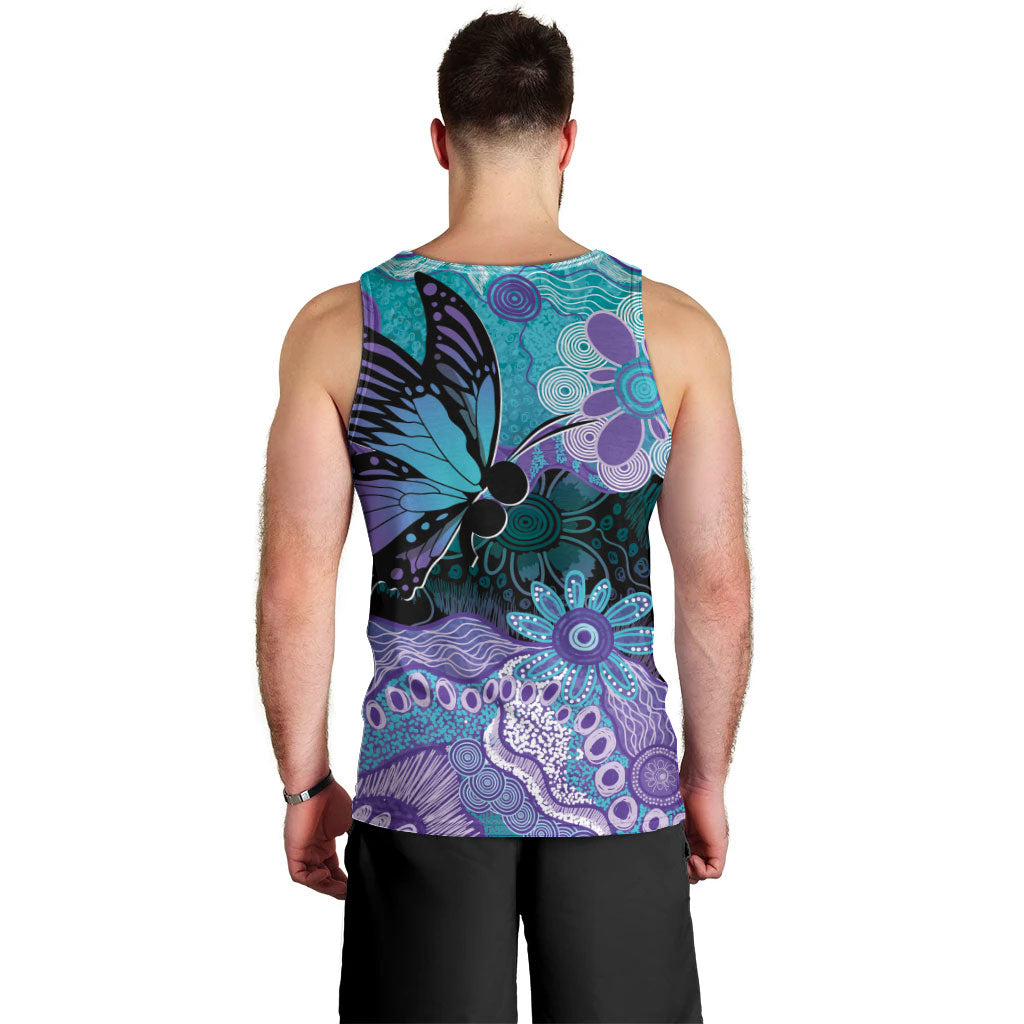 Australia Indigenous Teal Purple Contemporary Aboriginal Art Men Tank Top Hope Is Real