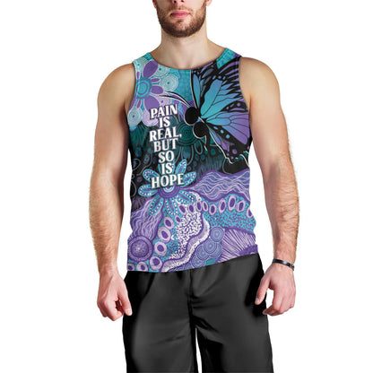 Australia Indigenous Teal Purple Contemporary Aboriginal Art Men Tank Top Hope Is Real