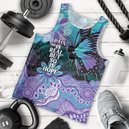 Australia Indigenous Teal Purple Contemporary Aboriginal Art Men Tank Top Hope Is Real