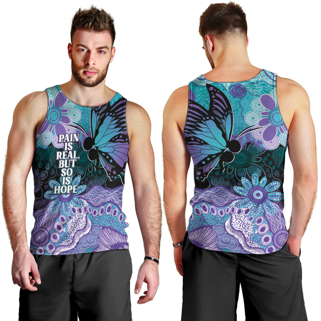 Australia Indigenous Teal Purple Contemporary Aboriginal Art Men Tank Top Hope Is Real