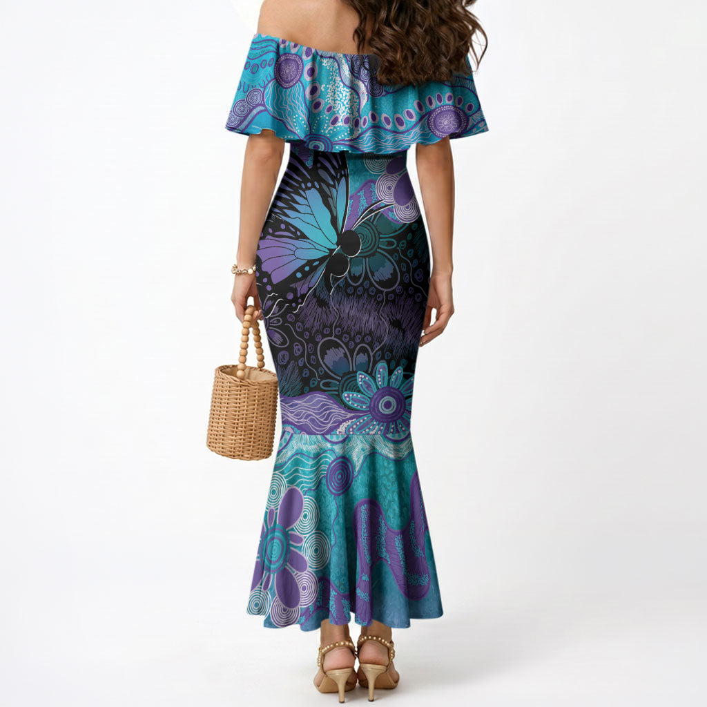 Australia Indigenous Teal Purple Contemporary Aboriginal Art Mermaid Dress Hope Is Real