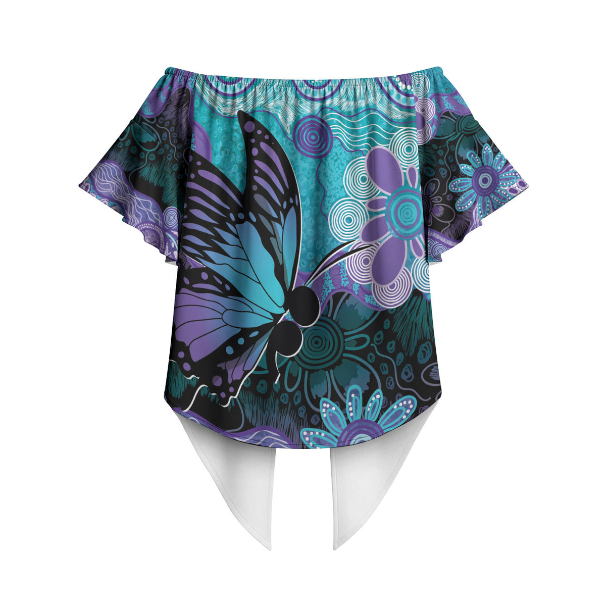 Australia Indigenous Teal Purple Contemporary Aboriginal Art Off Shoulder Wrap Waist Top Hope Is Real