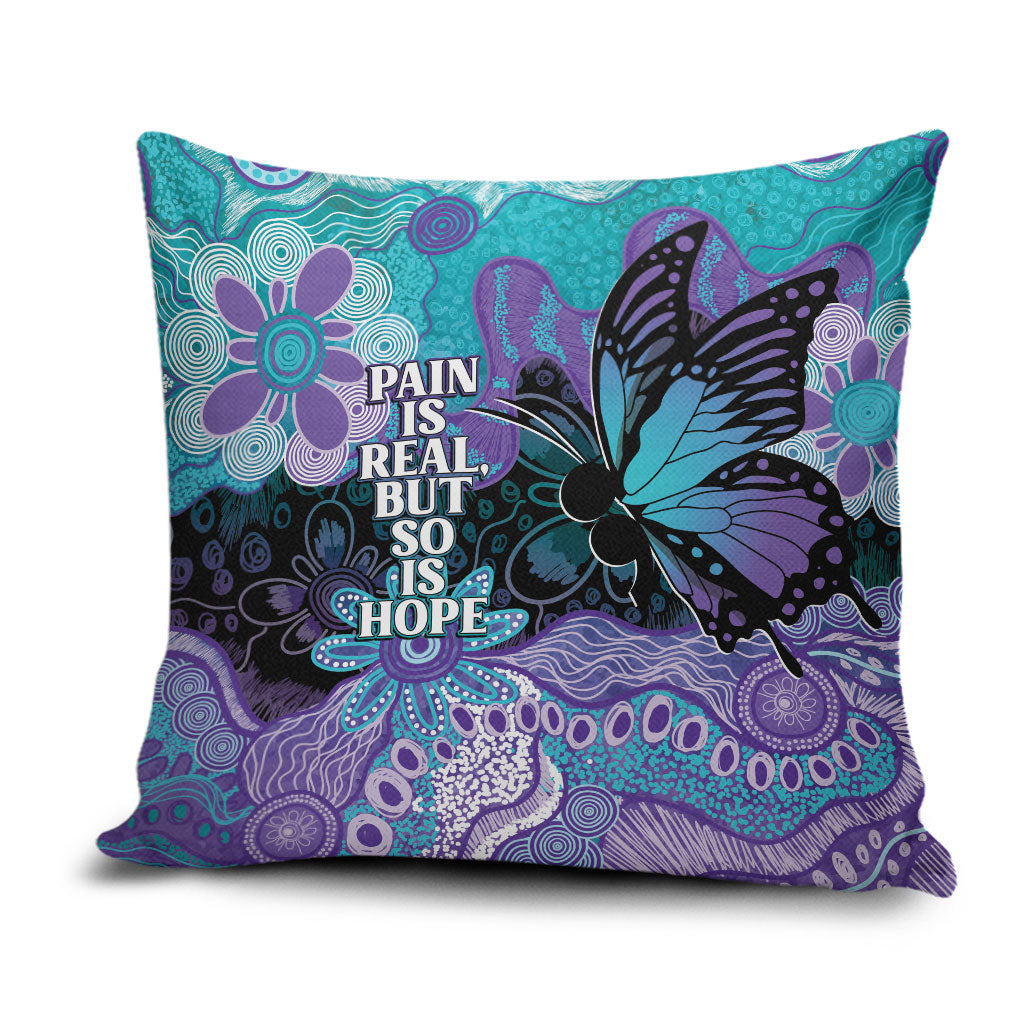 Australia Indigenous Teal Purple Contemporary Aboriginal Art Pillow Cover Hope Is Real