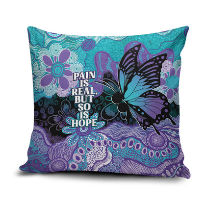 Australia Indigenous Teal Purple Contemporary Aboriginal Art Pillow Cover Hope Is Real