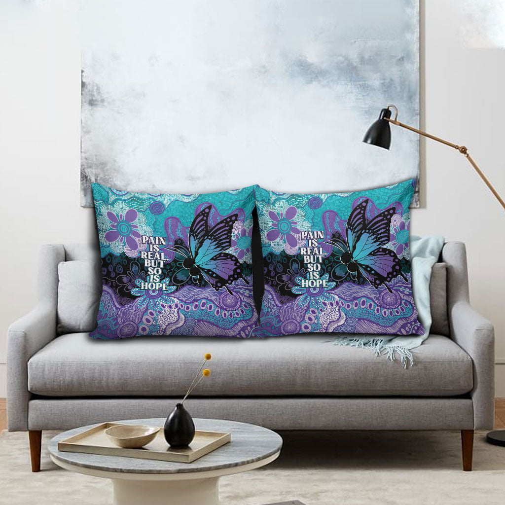 Australia Indigenous Teal Purple Contemporary Aboriginal Art Pillow Cover Hope Is Real