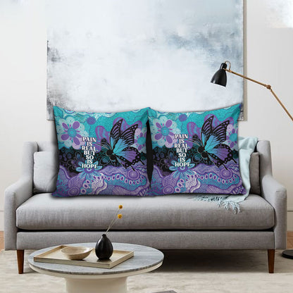 Australia Indigenous Teal Purple Contemporary Aboriginal Art Pillow Cover Hope Is Real