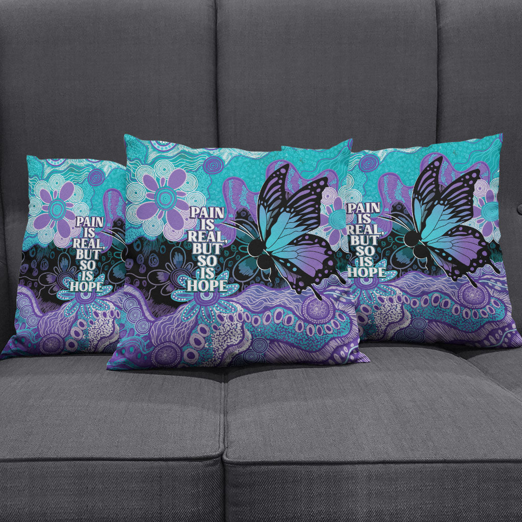 Australia Indigenous Teal Purple Contemporary Aboriginal Art Pillow Cover Hope Is Real