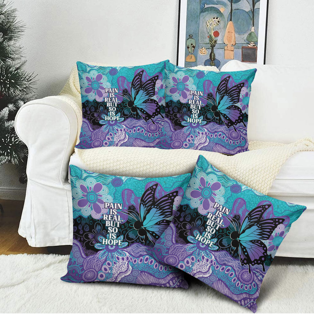 Australia Indigenous Teal Purple Contemporary Aboriginal Art Pillow Cover Hope Is Real
