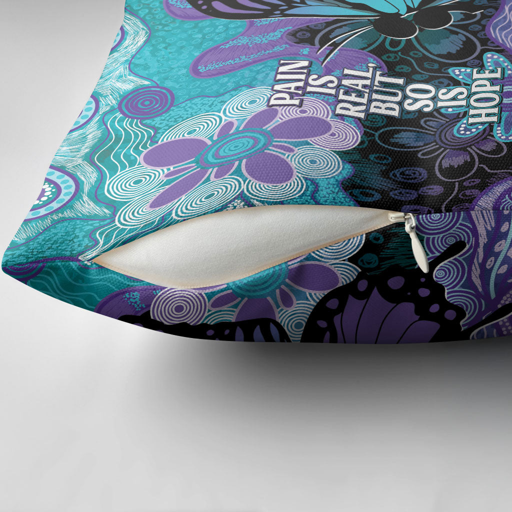 Australia Indigenous Teal Purple Contemporary Aboriginal Art Pillow Cover Hope Is Real