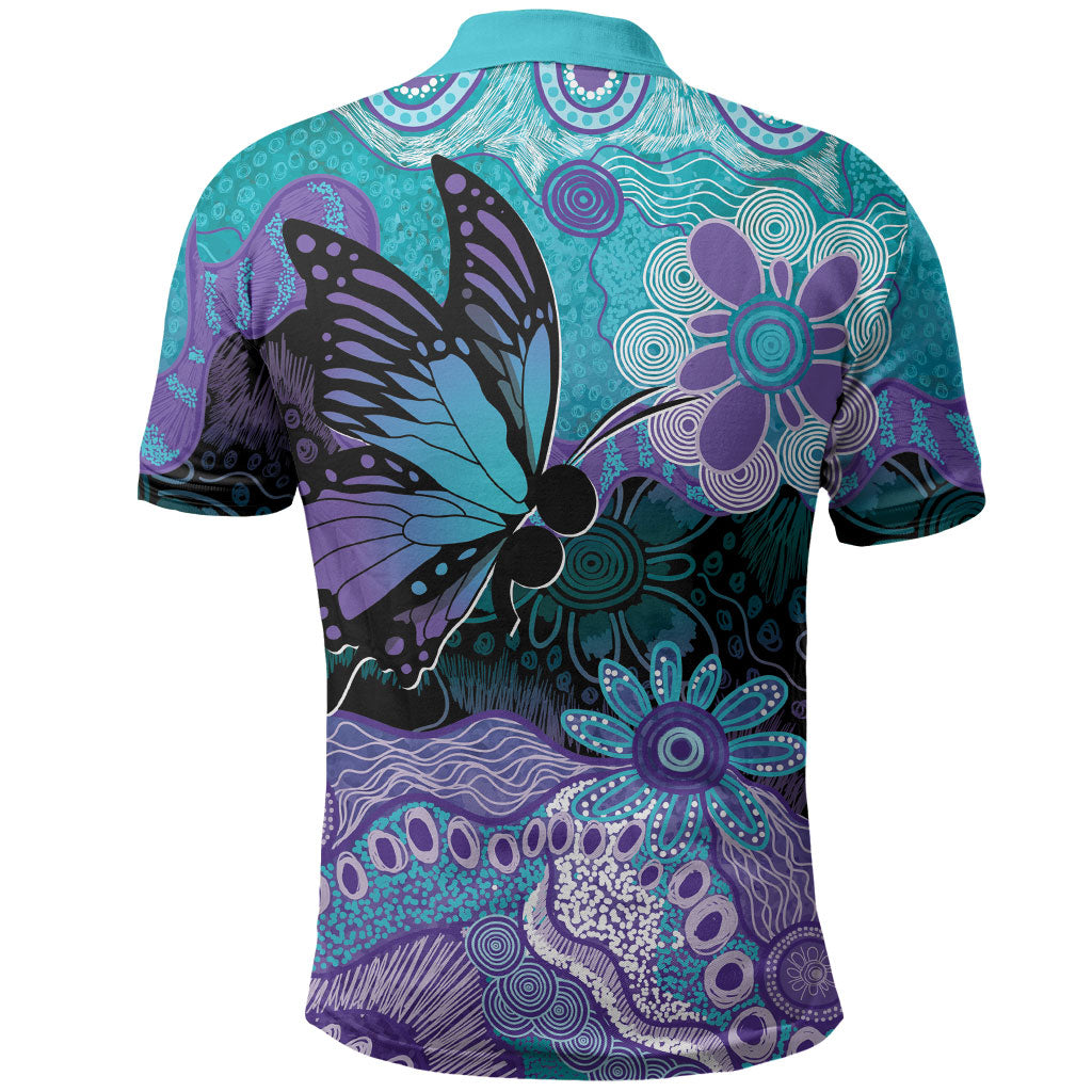 Australia Indigenous Teal Purple Contemporary Aboriginal Art Polo Shirt Hope Is Real