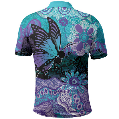 Australia Indigenous Teal Purple Contemporary Aboriginal Art Polo Shirt Hope Is Real