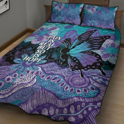 Australia Indigenous Teal Purple Contemporary Aboriginal Art Quilt Bed Set Hope Is Real