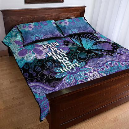Australia Indigenous Teal Purple Contemporary Aboriginal Art Quilt Bed Set Hope Is Real