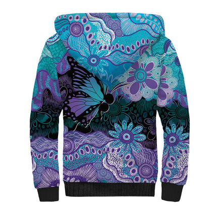 Australia Indigenous Teal Purple Contemporary Aboriginal Art Sherpa Hoodie Hope Is Real