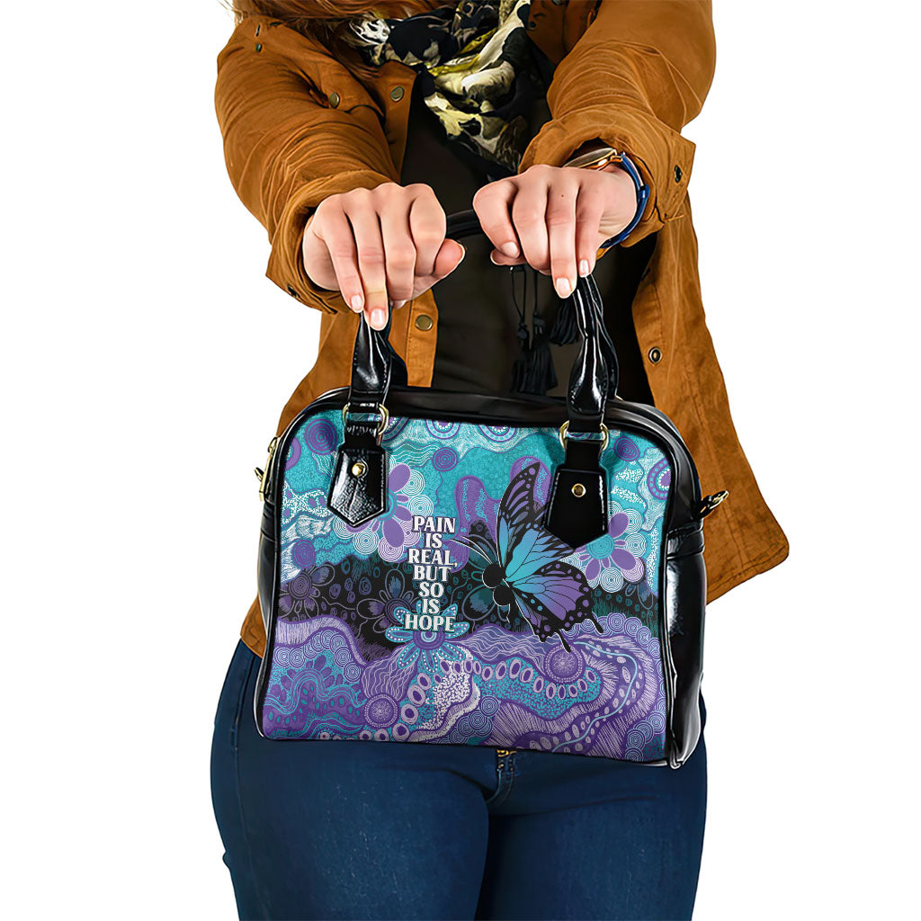 Australia Indigenous Teal Purple Contemporary Aboriginal Art Shoulder Handbag Hope Is Real