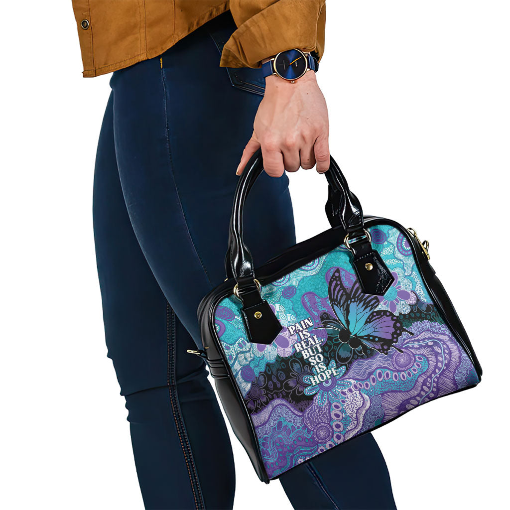 Australia Indigenous Teal Purple Contemporary Aboriginal Art Shoulder Handbag Hope Is Real