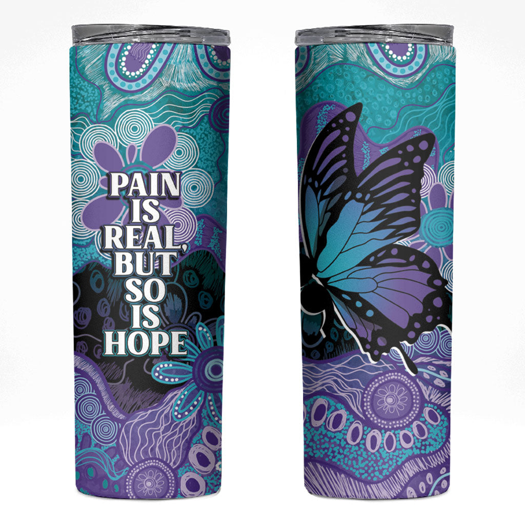 Australia Indigenous Teal Purple Contemporary Aboriginal Art Skinny Tumbler Hope Is Real