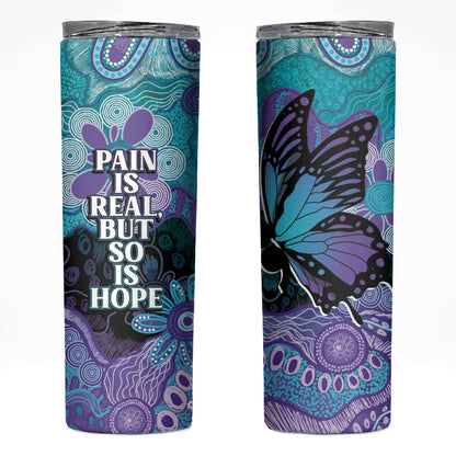 Australia Indigenous Teal Purple Contemporary Aboriginal Art Skinny Tumbler Hope Is Real