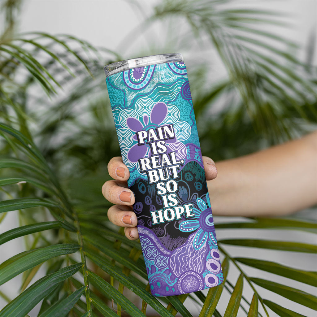 Australia Indigenous Teal Purple Contemporary Aboriginal Art Skinny Tumbler Hope Is Real