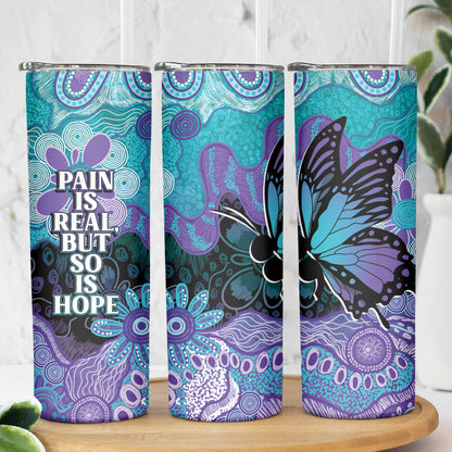 Australia Indigenous Teal Purple Contemporary Aboriginal Art Skinny Tumbler Hope Is Real