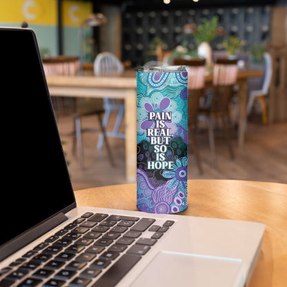 Australia Indigenous Teal Purple Contemporary Aboriginal Art Skinny Tumbler Hope Is Real