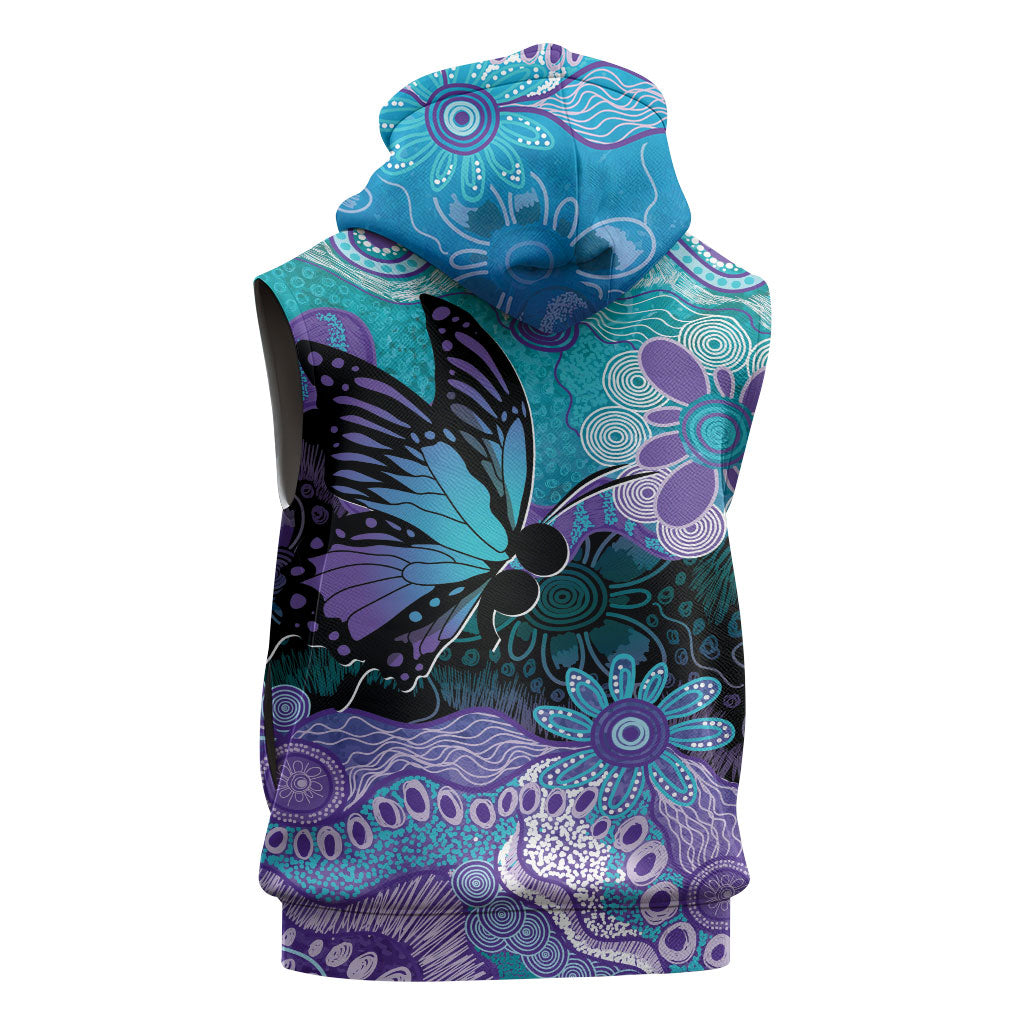 Australia Indigenous Teal Purple Contemporary Aboriginal Art Sleeveless Hoodie Hope Is Real