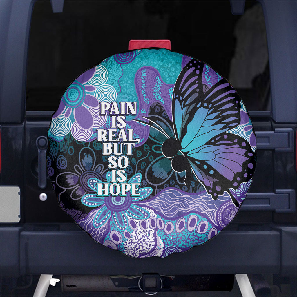 Australia Indigenous Teal Purple Contemporary Aboriginal Art Spare Tire Cover Hope Is Real